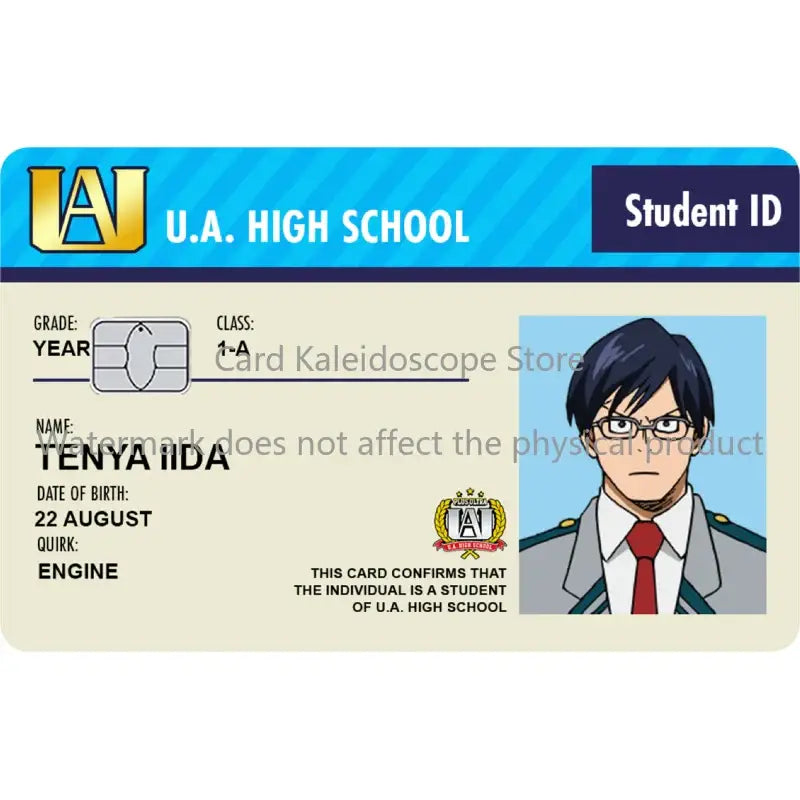 My hero academia student id card skin for visa jcb mastercard featuring colorful hero academia student design