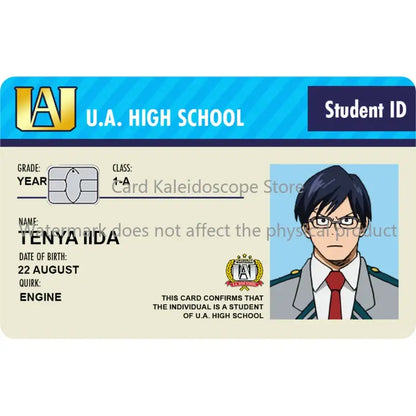 My hero academia student id card skin for visa jcb mastercard featuring colorful hero academia student design