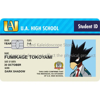 Blue and beige hero academia student id card skin for visa jcb mastercard featuring my hero academia design