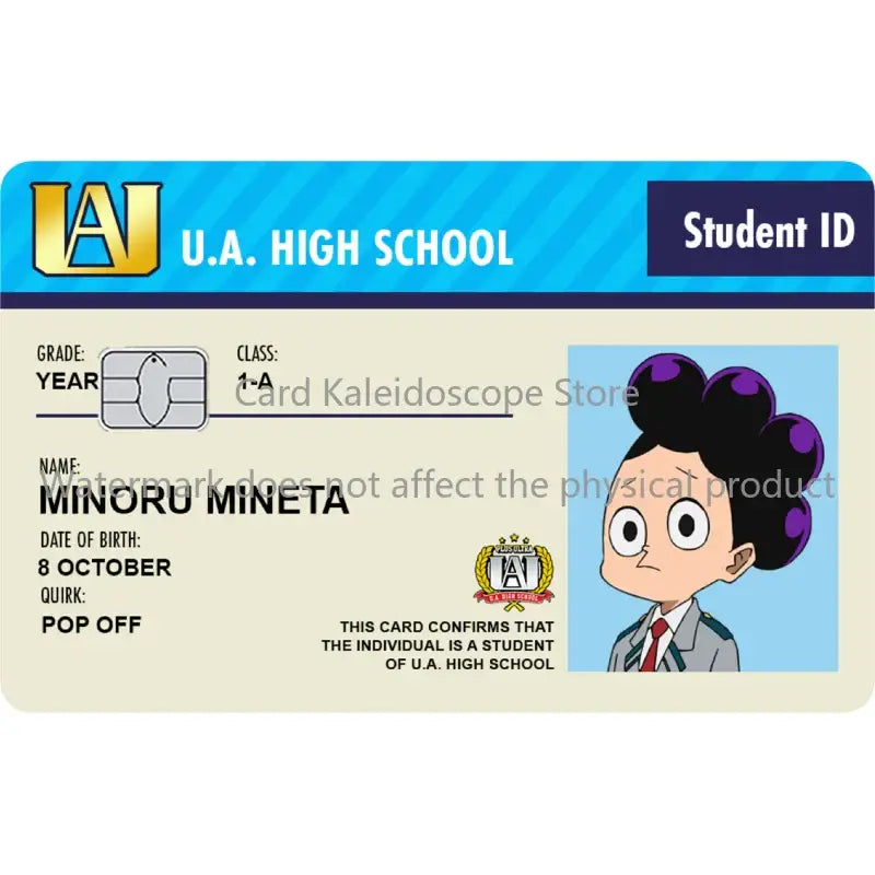 Blue and white my hero academia student id card skin for Visa JCB Mastercard featuring hero academia student design