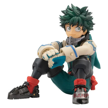 Green-haired izuku midoriya hero academia premium version pvc action figure in dynamic crouching pose with red boots