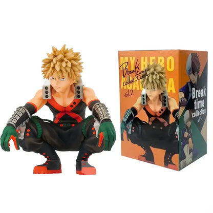 Detailed pvc action figure of izuku midoriya from my hero academia in black and red premium version costume