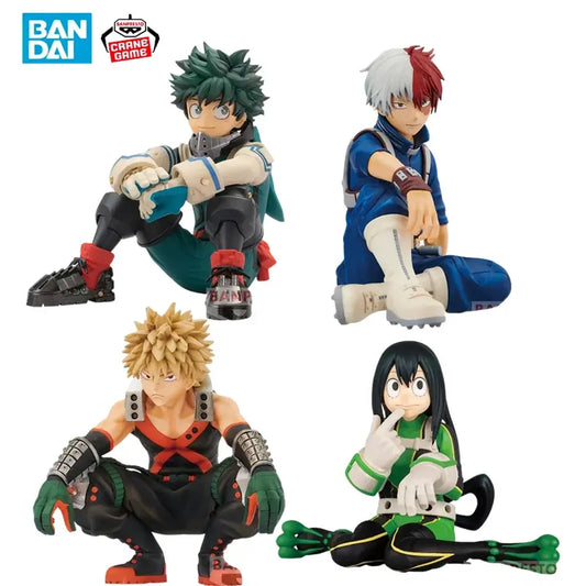 Four premium version My Hero Academia trio action figure pvc statues featuring Izuku Midoriya, Shoto Todoroki, and Katsuki Bakugo