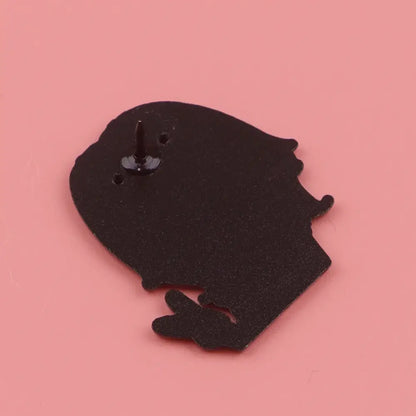 Black silhouette nana oosaki enamel lapel pin with short hair and hands clasped metal badge accessory
