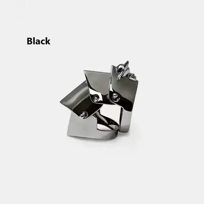 Black metallic punk armor ring with sharp geometric facets and sleek multi-layer metal gothic design