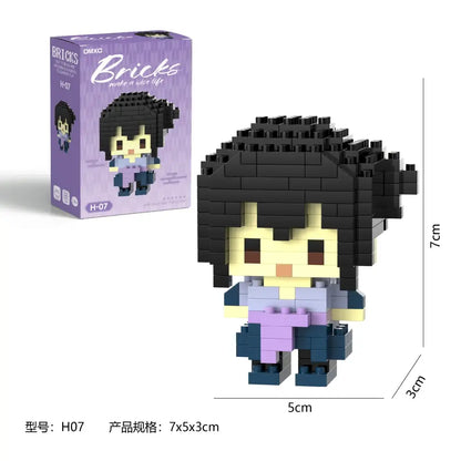 Purple and black pixelated naruta akatsuki building block figurine made of interlocking plastic building blocks model h-07