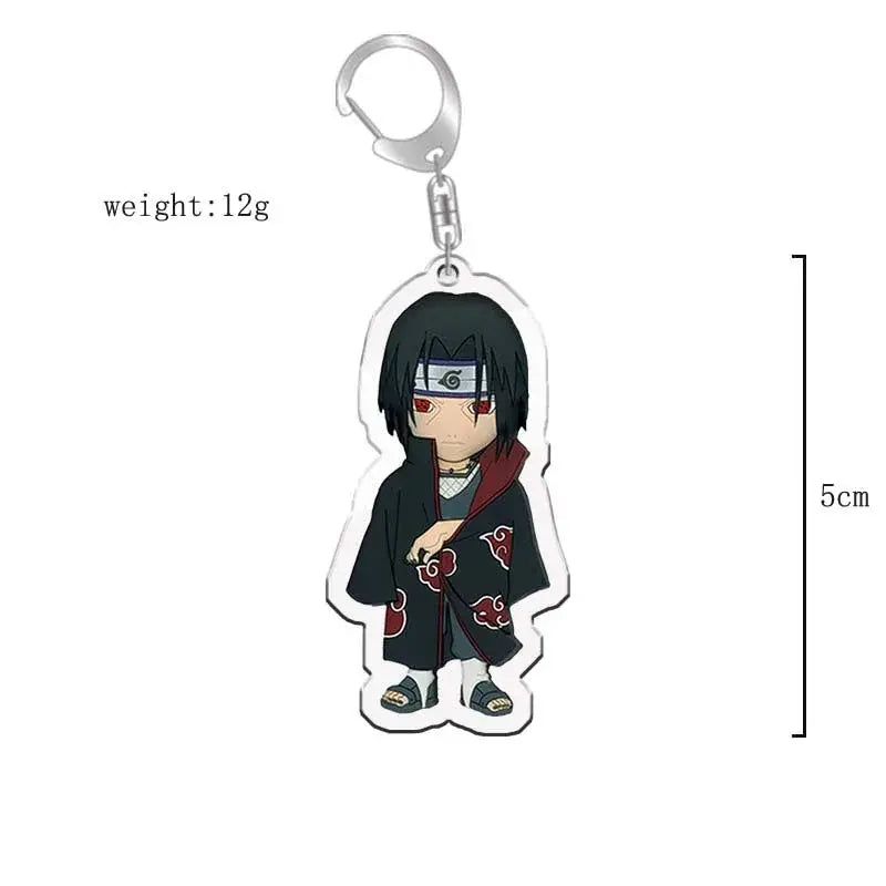 Black and red naruto acrylic keychain featuring chibi akatsuki character with long black hair, perfect bag charm accessory