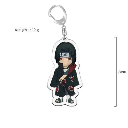 Black and red naruto acrylic keychain featuring chibi akatsuki character with long black hair, perfect bag charm accessory