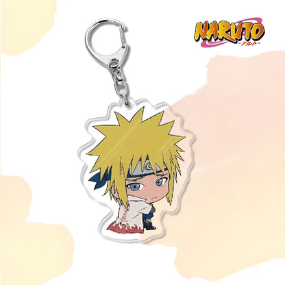 Clear acrylic naruto acrylic keychain featuring chibi naruto uzumaki with spiky blonde hair and headband bag charm accessory