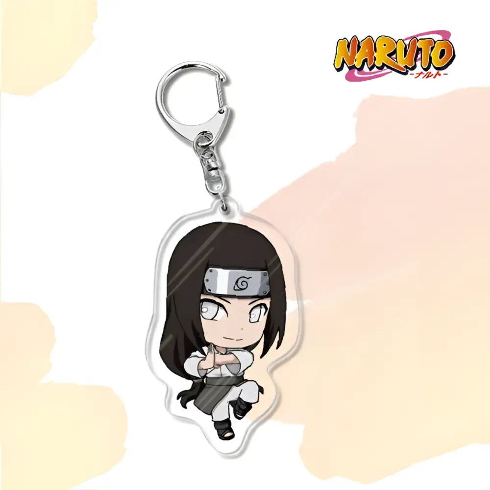 Clear acrylic naruto acrylic keychain bag charm accessory featuring chibi hinata hyuga with signature outfit and headband