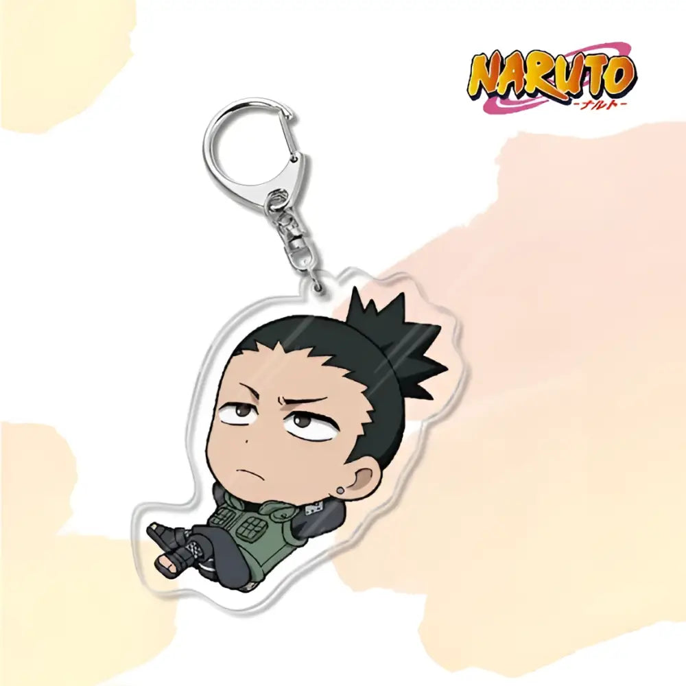Clear acrylic naruto acrylic keychain featuring chibi naruto with black hair and green ninja attire bag charm accessory