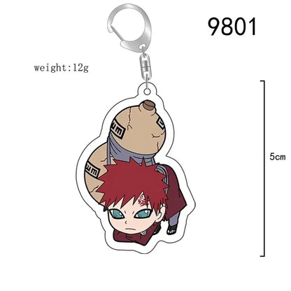 Naruto acrylic keychain featuring a chibi character with red hair and maroon cloak bag charm accessory