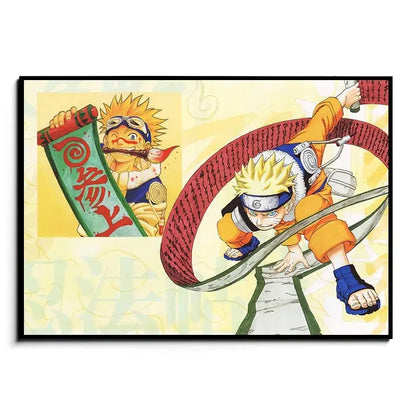 Naruto canvas wall art featuring vibrant orange and blue colors with dynamic action poses in hd print