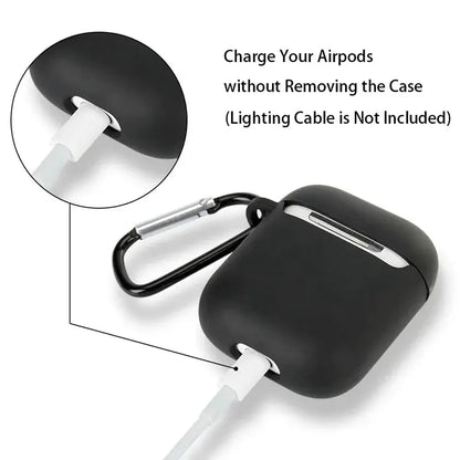 Black soft tpu earphone case with silver accent and carabiner clip for naruto airpods cover
