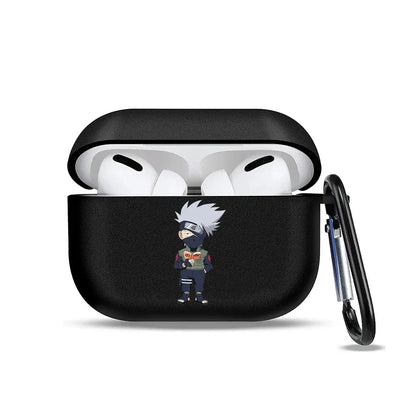 Black soft tpu earphone case featuring a cartoon kakashi hatake illustration for naruto airpods cover