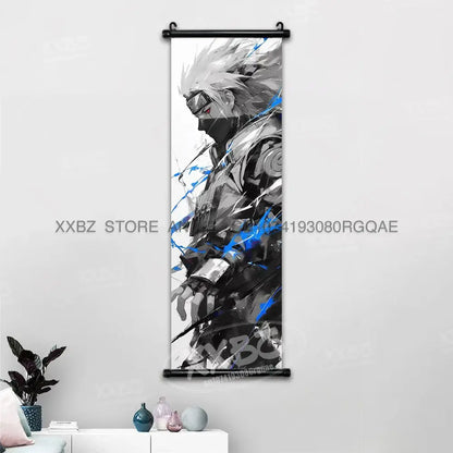 Black and blue naruto hinata anime canvas wall scroll hanging on wall for anime decor fans