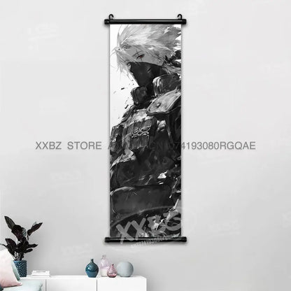 Black-and-white naruto hinata anime canvas wall scroll hanging on wall for anime decor