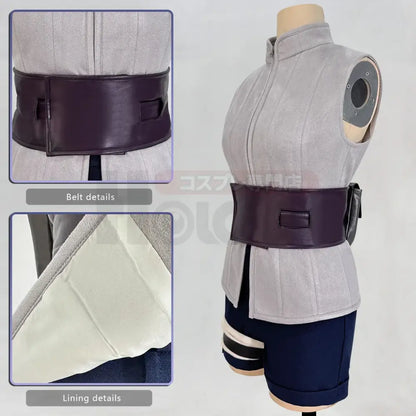 A sleek dark purple faux leather belt with matte finish and stitching details for hyuga hinata cosplay costume set