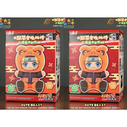 Orange plush bear costume with black accents featuring naruto character inside toptoy eaki plush blind box sit-in style