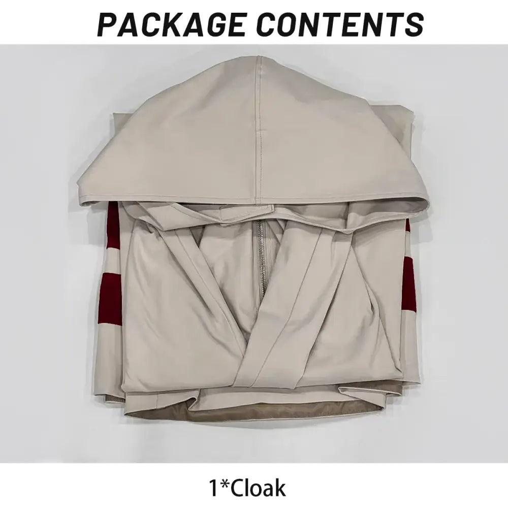 Beige hooded cloak with red and white striped sleeves for naruto kakashi cosplay costumes and halloween use