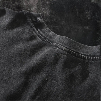 Black cotton crewneck t-shirt with ribbed neckline and acid wash design featuring naruto kakashi hatake vintage style