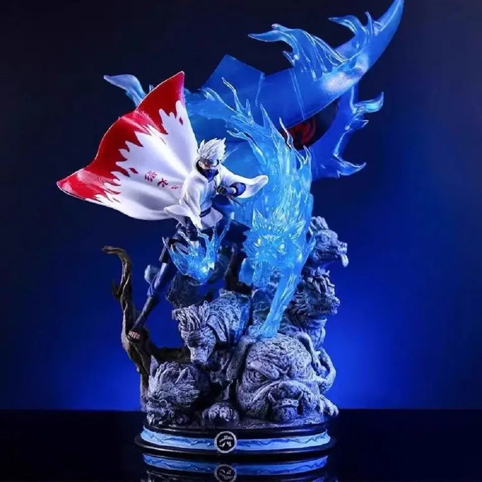 Naruto Kakashi Hatake PVC statue 23cm detailed white and red cape with translucent blue energy on rocky base