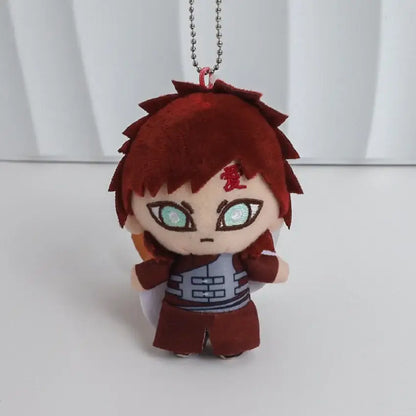 Naruto Kakashi plush keychain featuring a 10cm chibi character with spiky red hair and gray chest plate backpack pendant