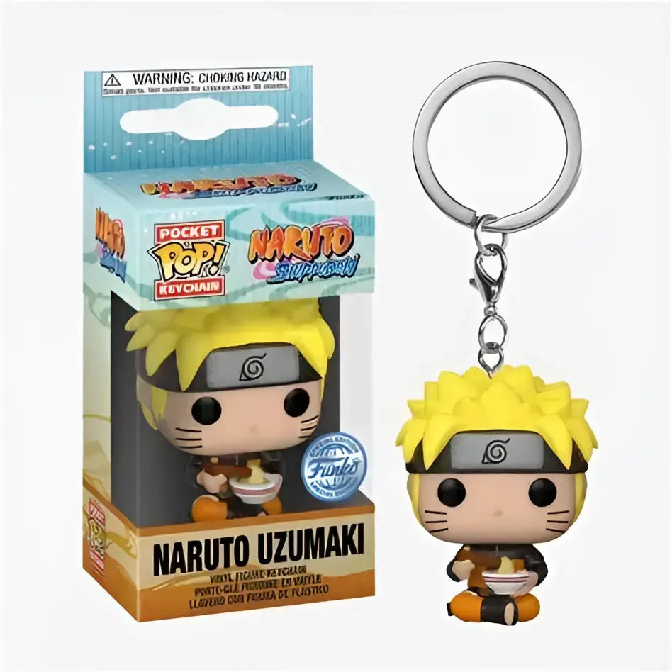 Naruto uzumaki vinyl keychain with vibrant yellow hair and orange outfit made of plastic with silver metal ring