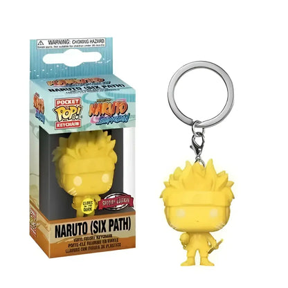 Yellow plastic naruto six path vinyl keychain with spiky hair and glowing eyes from naruto kakashi pocket pop figure
