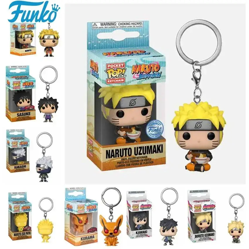 Yellow-haired naruto uzumaki vinyl keychain in orange outfit with black headband pocket pop vinyl figure
