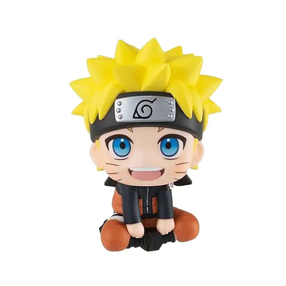 Chibi-style naruto uzumaki figurine with spiky yellow hair and konoha headband for car decoration in opp bag