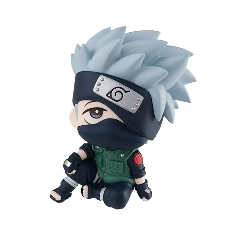 Naruto kakashi q version chibi figurine with spiky blue hair green vest black mask for car decoration opp bag