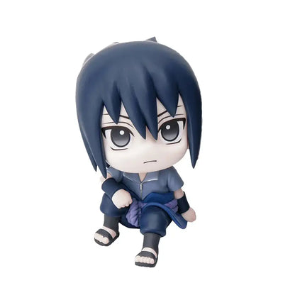Chibi-style sasuke uchiha figurine with dark blue hair and purple sash opp bag car decoration model