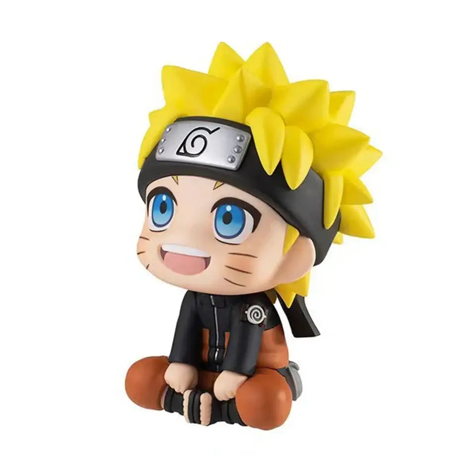 Chibi-style naruto uzumaki figurine with spiky yellow hair and konoha headband for car decoration opp bag packaging