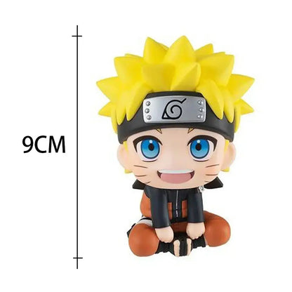 Chibi-style naruto kakashi q version figurine with spiky yellow hair and black headband for car decoration and opp bag use