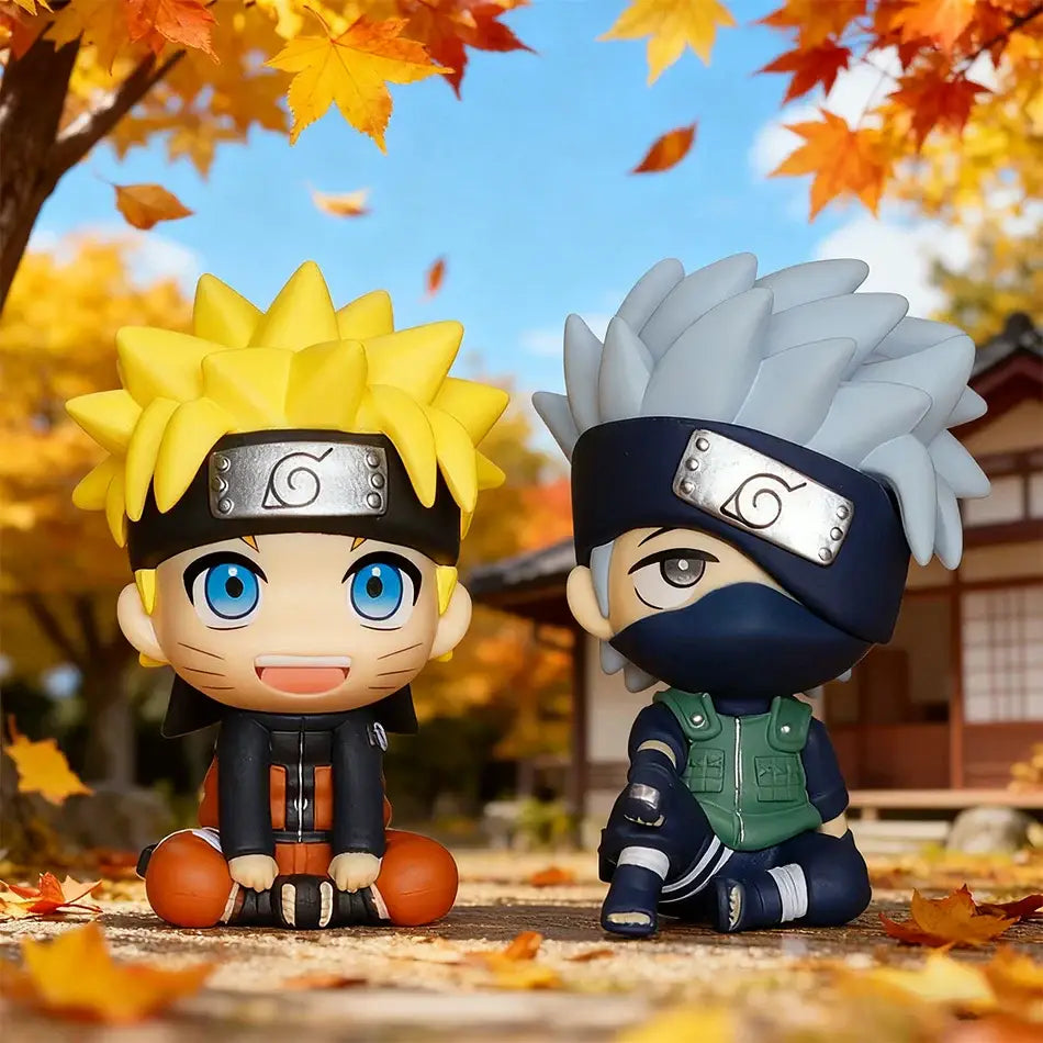 Chibi-style naruto and kakashi figurines with spiky hair and detailed costumes are opp bag car decoration models