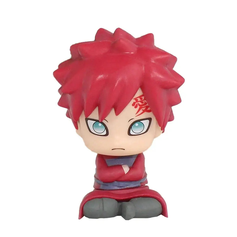 Naruto kakashi q version red spiky hair figurine with blue eyes wearing red robe for opp bag car decoration