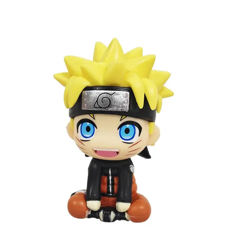 Chibi-style naruto uzumaki anime figure with spiky yellow hair and konoha headband pvc collectible model