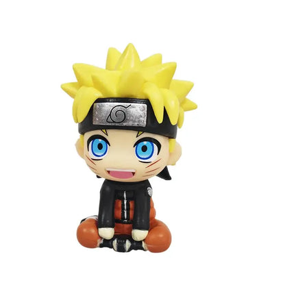 Chibi-style naruto uzumaki anime figure with spiky yellow hair and konoha headband pvc collectible model