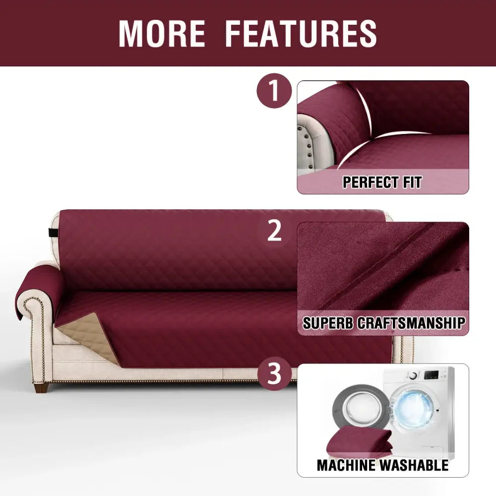 Maroon naruto kakashi sofa cover with waterproof diamond pattern beige inner lining and decorative nailhead trim