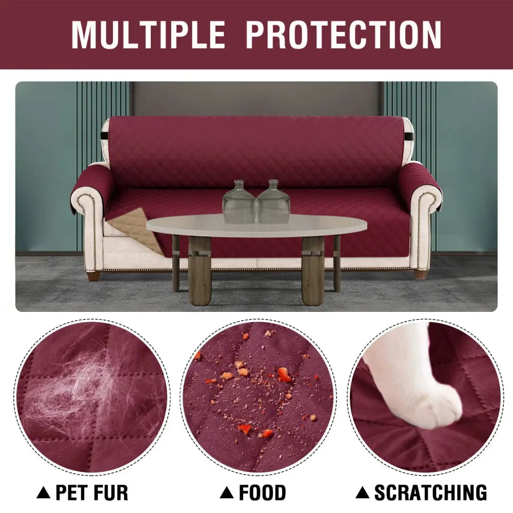 Maroon naruto kakashi sofa cover with waterproof diamond pattern and reinforced corners for durable protection