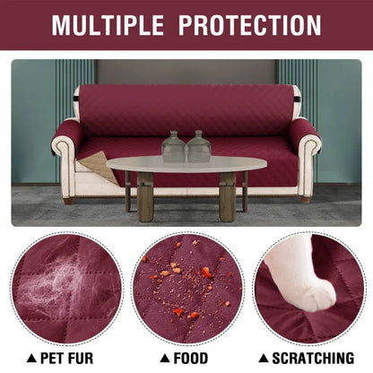 Maroon naruto kakashi sofa cover with waterproof diamond pattern and reinforced corners for durable protection
