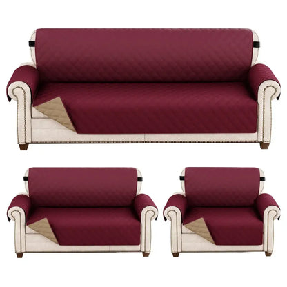 Maroon quilted naruto kakashi sofa cover with beige lining and black trim featuring diamond pattern waterproof design