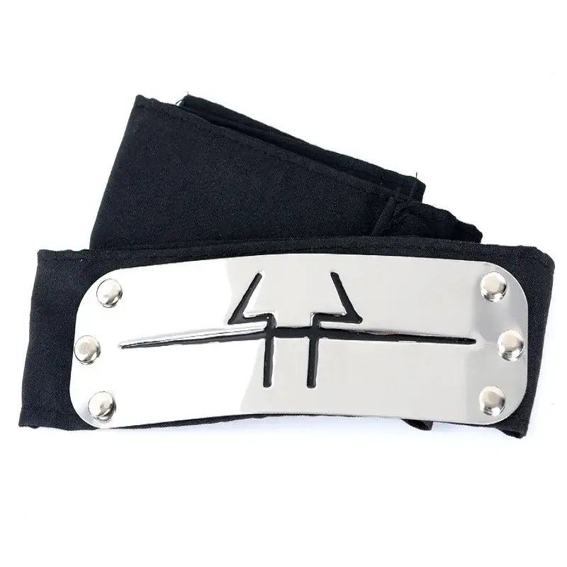 Black fabric headband with a silver metal uchiha clan logo plate for kakashi uchiha akatsuki logo cosplay