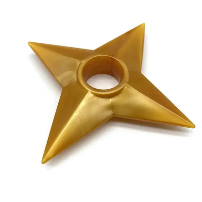 Golden pvc durable shuriken kunai model with sharp pointed edges and central hole for ninja cosplay use