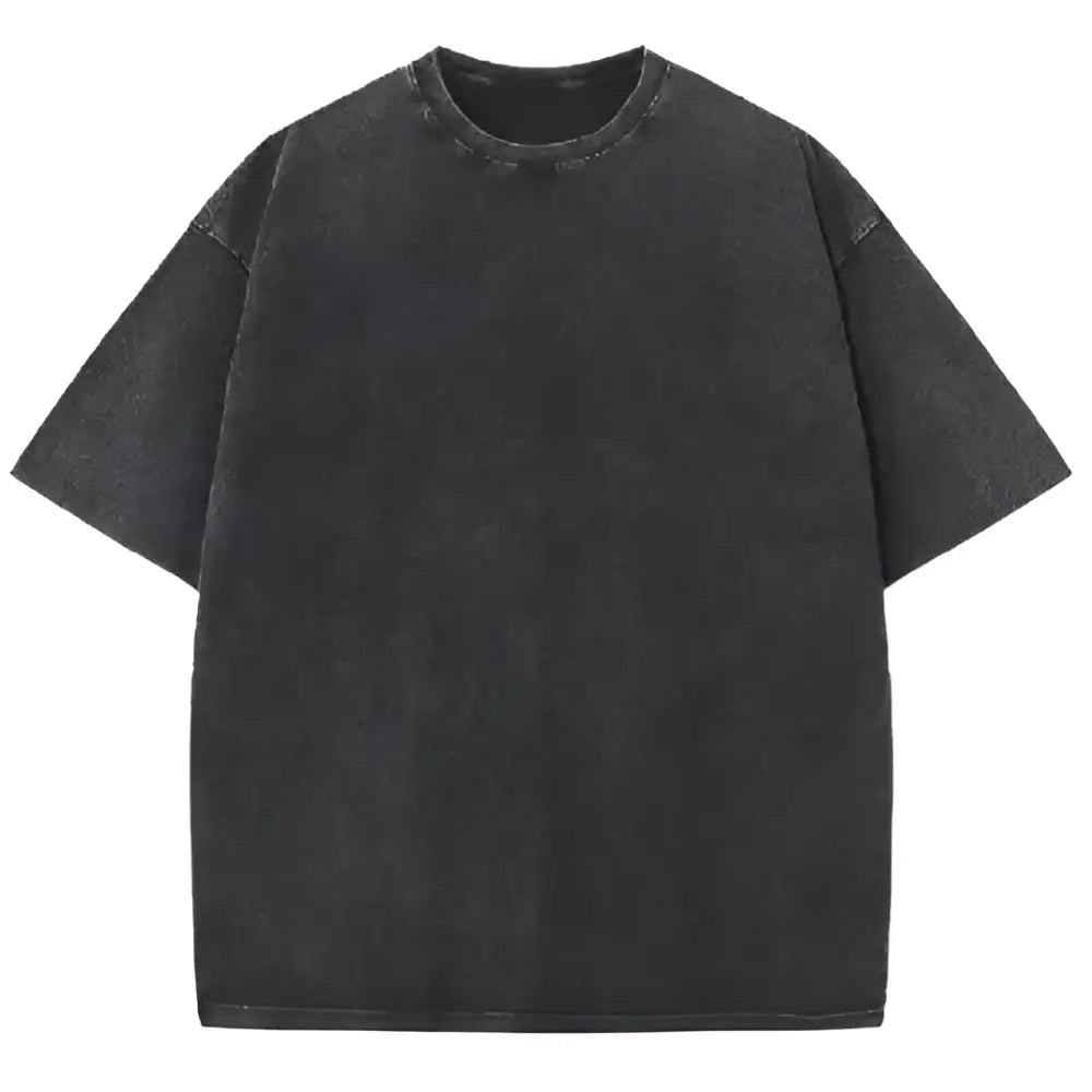 Black oversized cotton Naruto Kurama retro washed t-shirt with faded distressed texture and relaxed fit