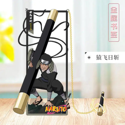 Black and gold metallic Naruto metal bookmark with a collectible pen-shaped design for book lovers