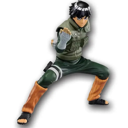 Naruto rock lee action figure in green and brown with olive vest and white stripes made of high-grade pvc for collectors