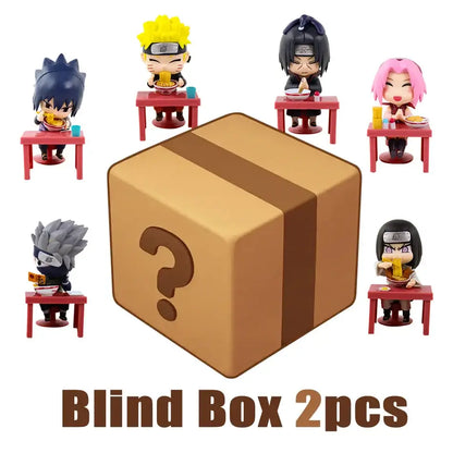 Brown cardboard blind box with question mark for naruto naruto and sasuke q version desktop figure set packaging