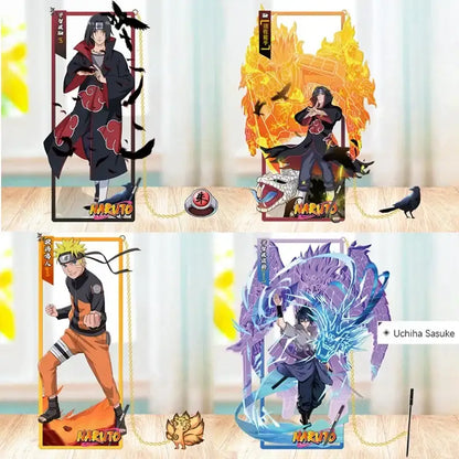 Naruto sasuke itachi metal bookmark set featuring vibrant colorful anime character standees with distinct designs